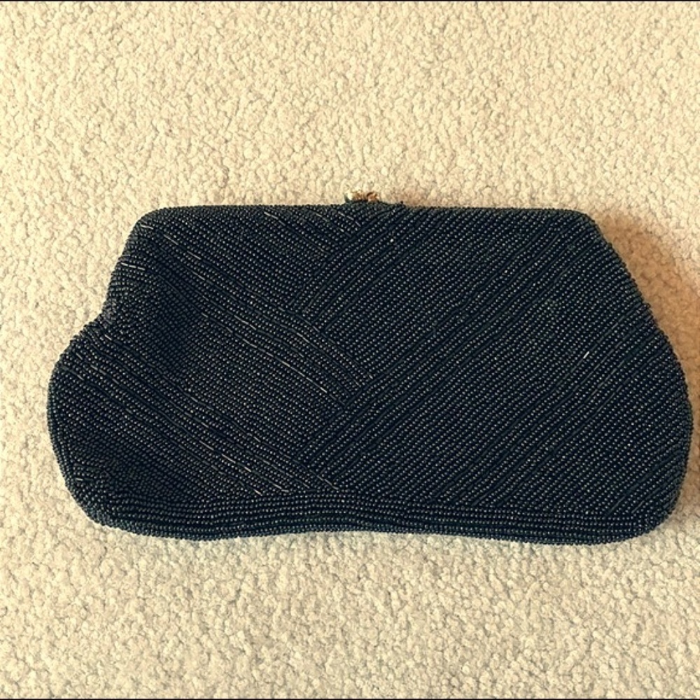 Vintage Beaded sparkly evening bag like new black
